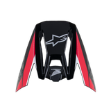Alpinestars Honda S-M5 Visor, nero rosso lucido, visiera di ricambio per casco da motocross, con loghi Alpinestars e Honda bianchi, strisce grafiche rosse e bianche, finitura lucida per la guida fuoristrada