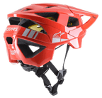 Alpinestars Vector Tech A2 MTB Helmet, casco da mountain bike, rosso brillante e grigio chiaro lucido, con 19 aperture di ventilazione, loghi bianchi, fodera MIPS gialla e cinturino sottogola nero regolabile, resistente e leggero per protezione fuoristrada