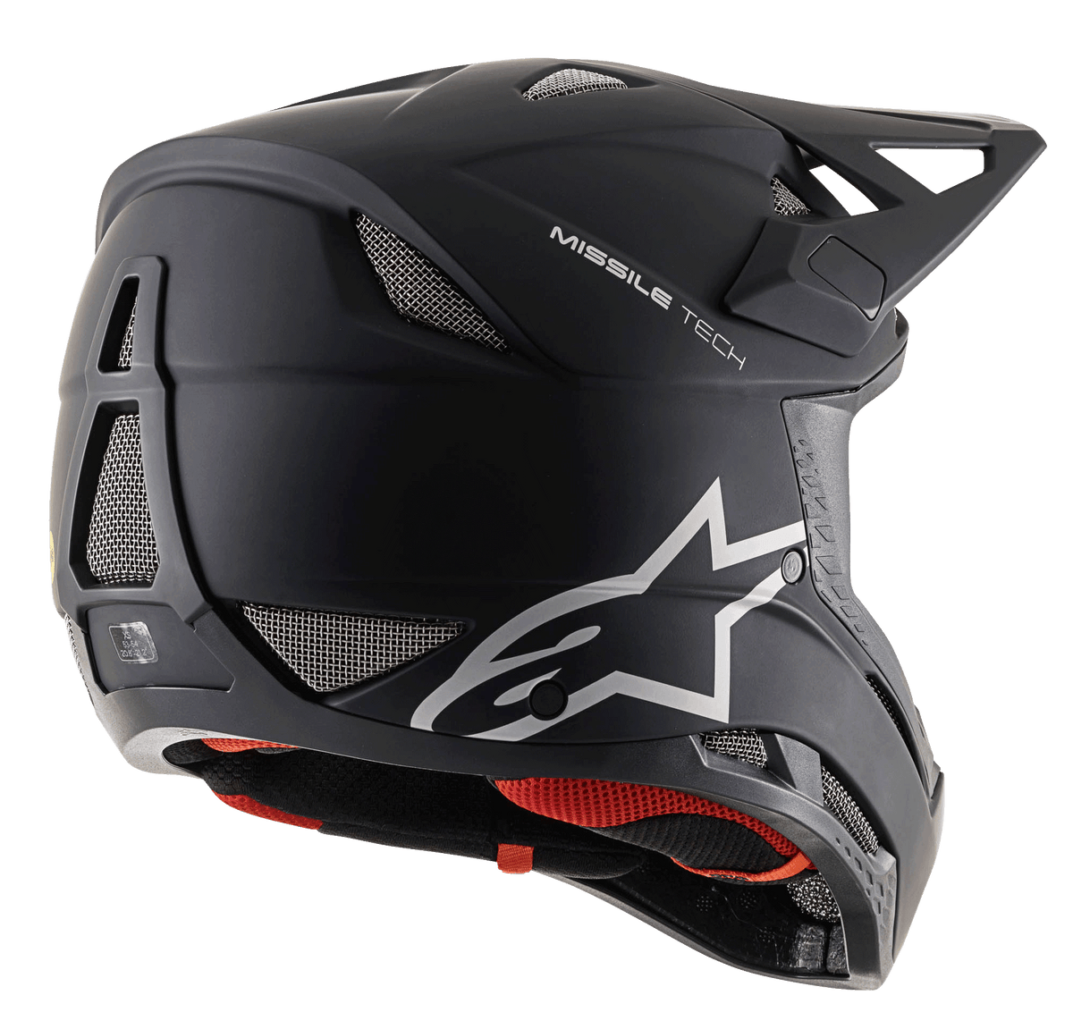 Casco Missile Tech Solid, integrale nero opaco da MTB downhill con prese d'aria in rete e logo Alpinestars.