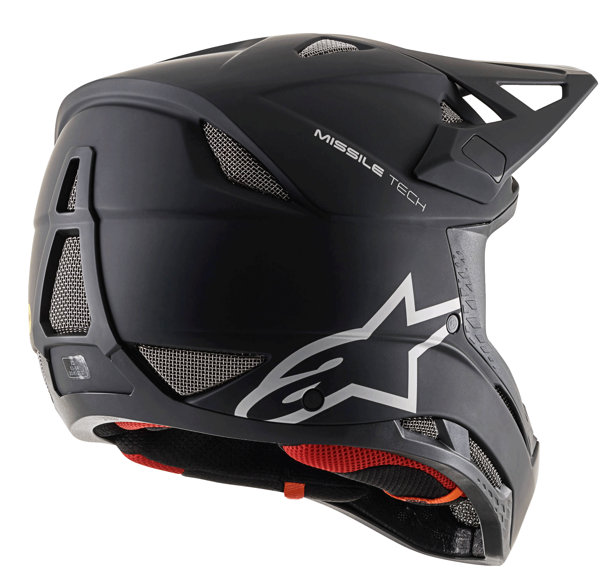 Casco Missile Tech Solid, integrale nero opaco da MTB downhill con prese d'aria in rete e logo Alpinestars.