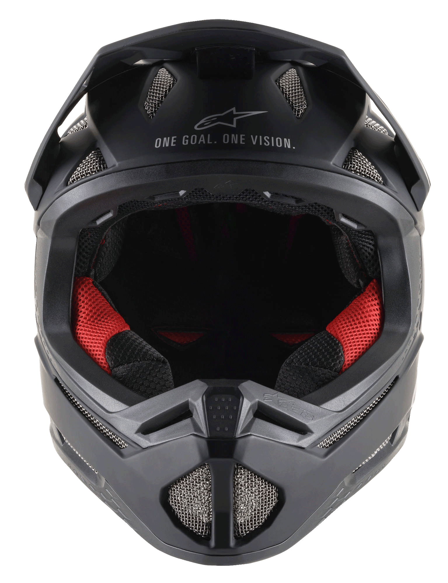 Casco Missile Tech Solid nero opaco, integrale da MTB con imbottitura rossa e prese d'aria in rete ad alto flusso.