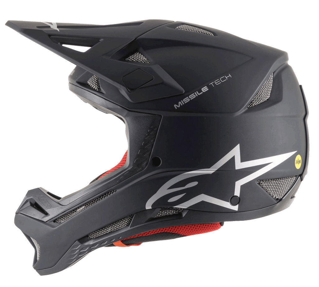 Casco Missile Tech Solid nero opaco, integrale da MTB downhill con protezione MIPS e ventilazione a rete.