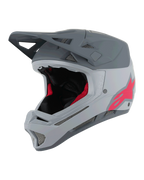 Casco Alpinestars Missile Tech Racer, casco integrale da MTB, grigio chiaro e grigio scuro opaco con logo Astars rosa, visiera aerodinamica, molteplici prese d'aria con mesh, imbottitura interna nera e rossa, attrezzatura per mountain bike downhill