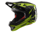 Casco integrale Alpinestars Missile Tech-Air, casco da MTB Downhill, nero e giallo fluo lucido, con 22 prese d'aria, marchi 'ASTARS' e 'MISSILE TECH', imbottitura interna rossa, design aerodinamico lucido