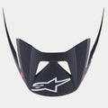 Alpinestars Visor Vector Tech A1, visiera di ricambio per casco MTB, finitura nero e grigio chiaro opaco, logo Astars bianco prominente sul davanti, design angolare a scatto con aperture di ventilazione