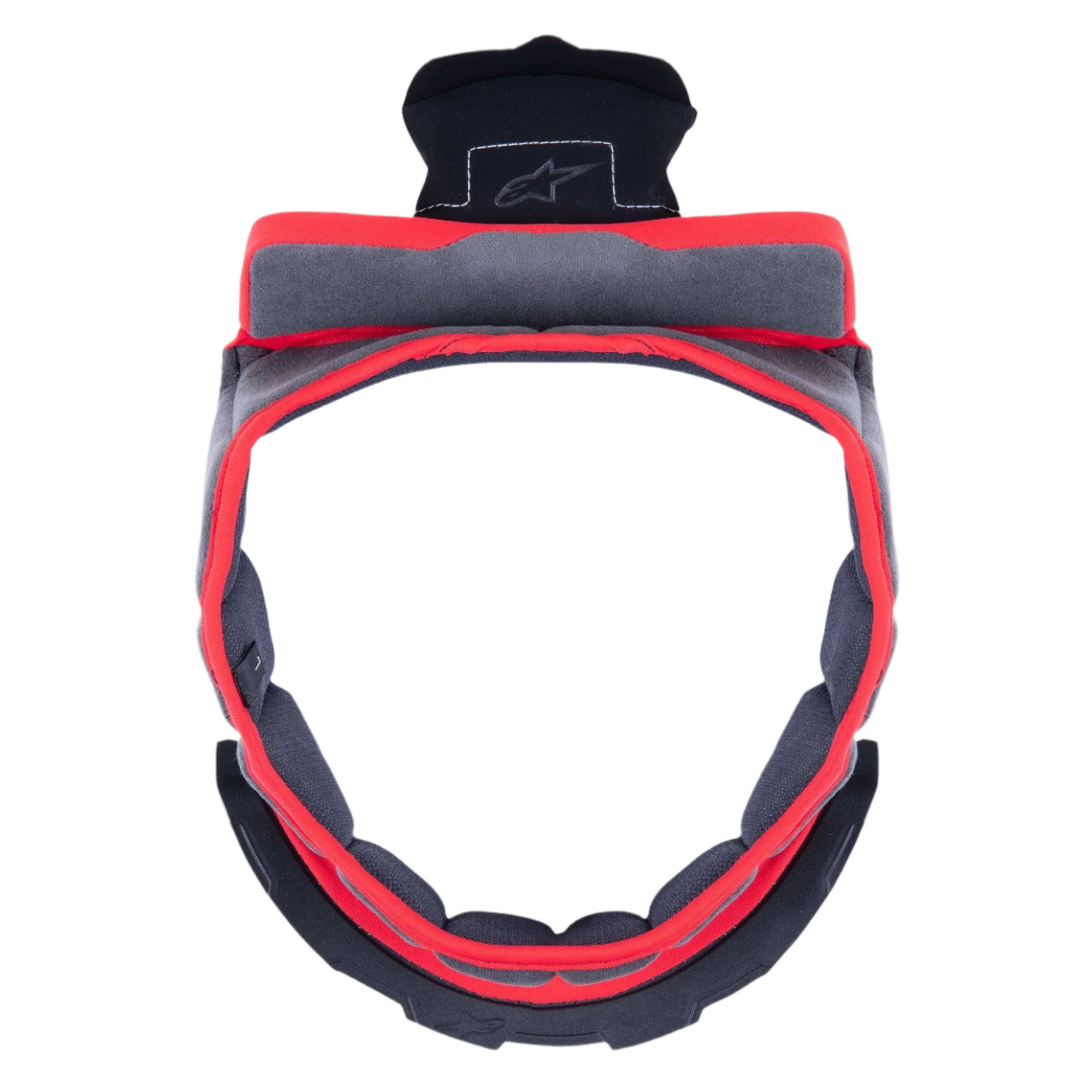Alpinestars Supertech R10 Crown Pad, imbottitura di ricambio per casco da moto, grigio e rosso, costruzione in morbida schiuma imbottita con logo a stella, inserto di supporto circolare per il collo