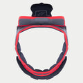 Alpinestars Supertech R10 Crown Pad, imbottitura interna di ricambio per casco, morbido tessuto grigio con bordi rossi e linguette di fissaggio nere, design circolare per caschi S-R10, con logo a stella ricamato sulla linguetta superiore