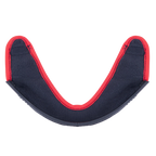 Alpinestars Supertech R10 Chin Curtain, accessorio per casco, tessuto grigio scuro con un evidente bordo cucito rosso e un bordo curvo in plastica nera, ricambio ufficiale per caschi S-R10
