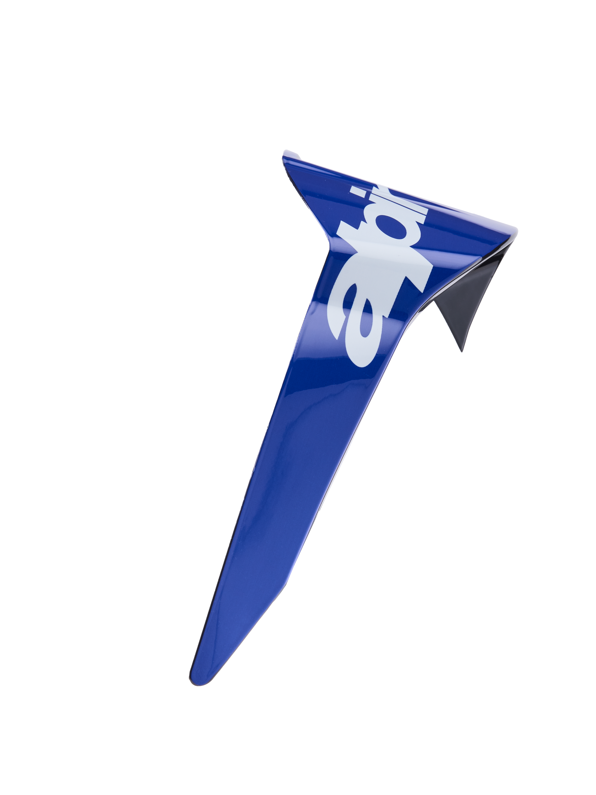 Alpinestars Supertech R10 Arius Standard Spoiler, parte di ricambio aerodinamica per casco, blu lucido con logo Alpinestars bianco, plastica stampata di precisione per stabilità ad alta velocità.