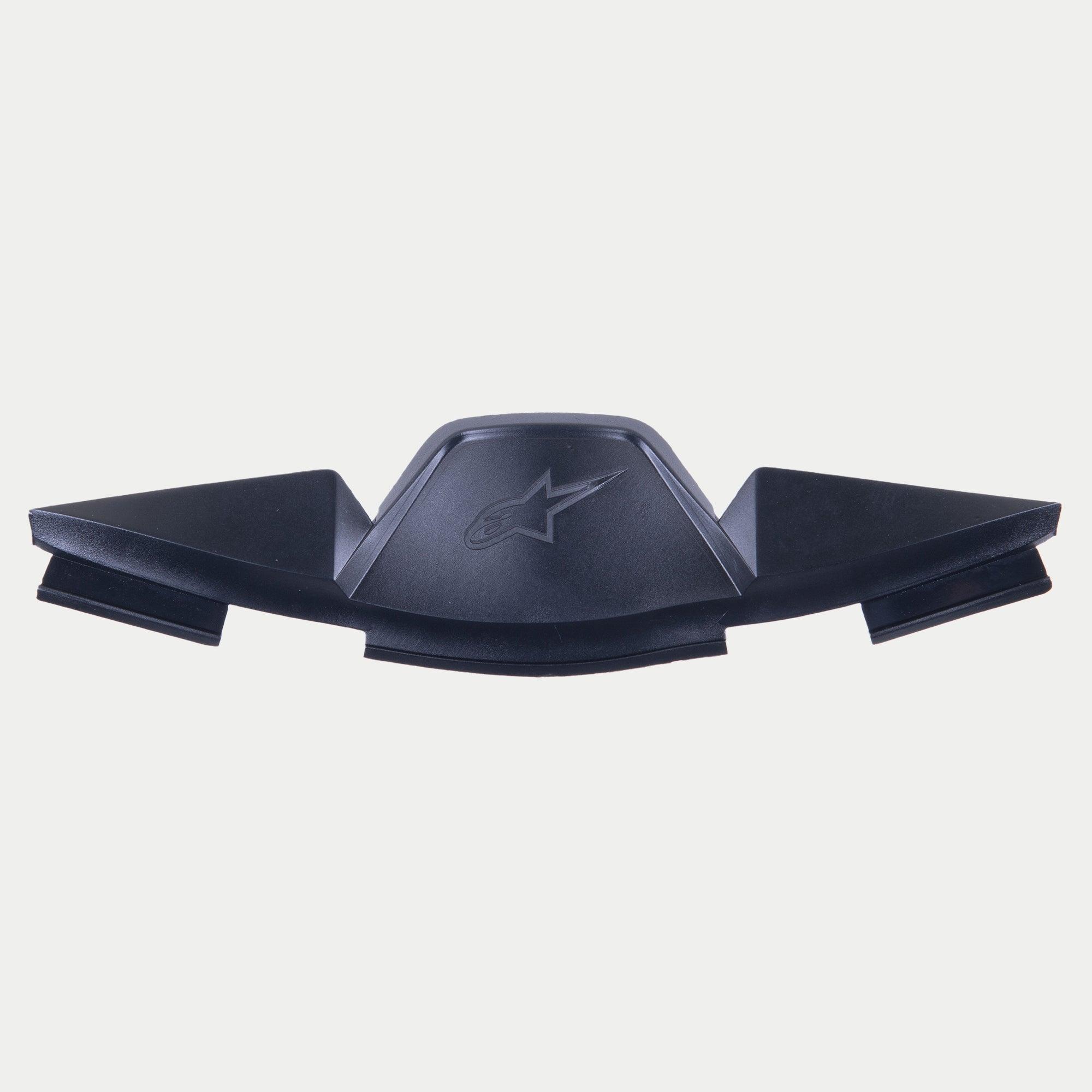 Alpinestars Supertech R10 Paranaso, accessorio per casco nero, con logo a stella in rilievo e design geometrico angolare per la gestione del flusso d'aria e la riduzione dell'appannamento della visiera