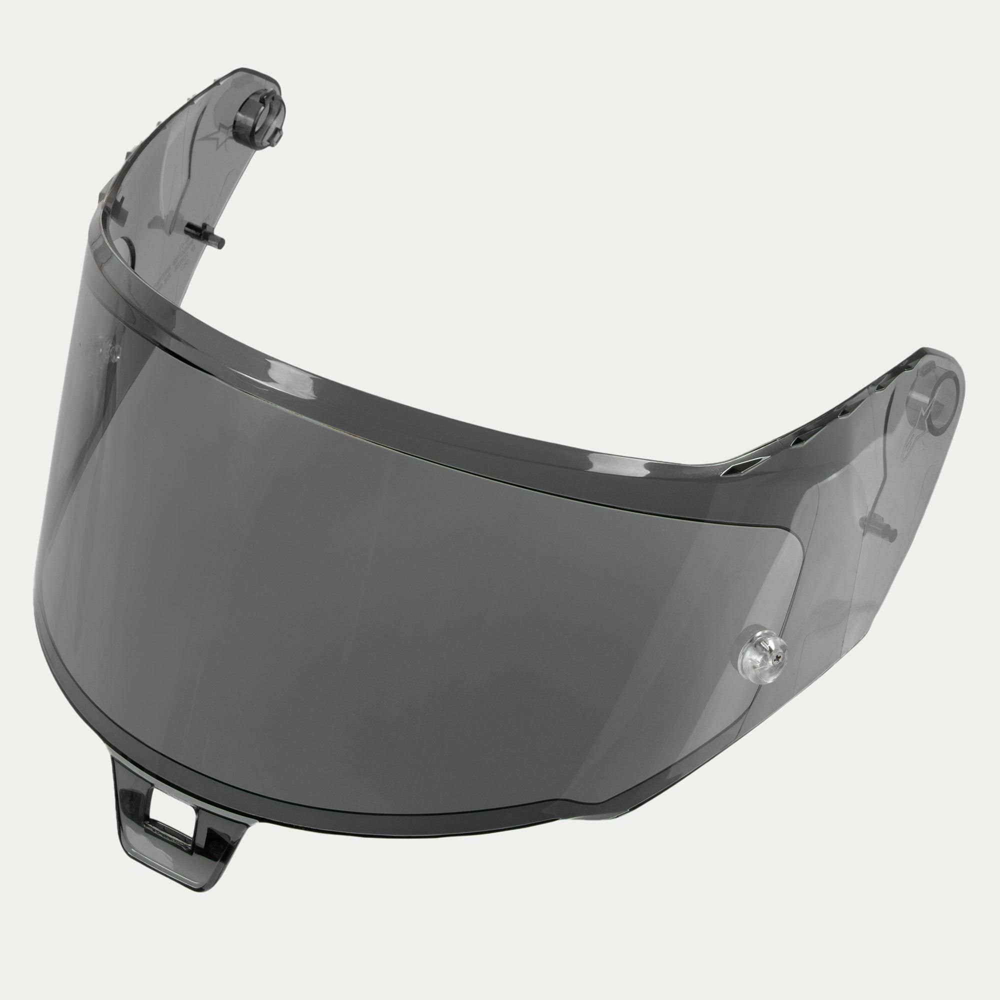Alpinestars Supertech R10 AFHS-01 Shield, accessorio per casco, Dark Smoke, visiera di ricambio curva con tinta scura trasparente, rivestimento antigraffio e hardware di montaggio per la guida diurna