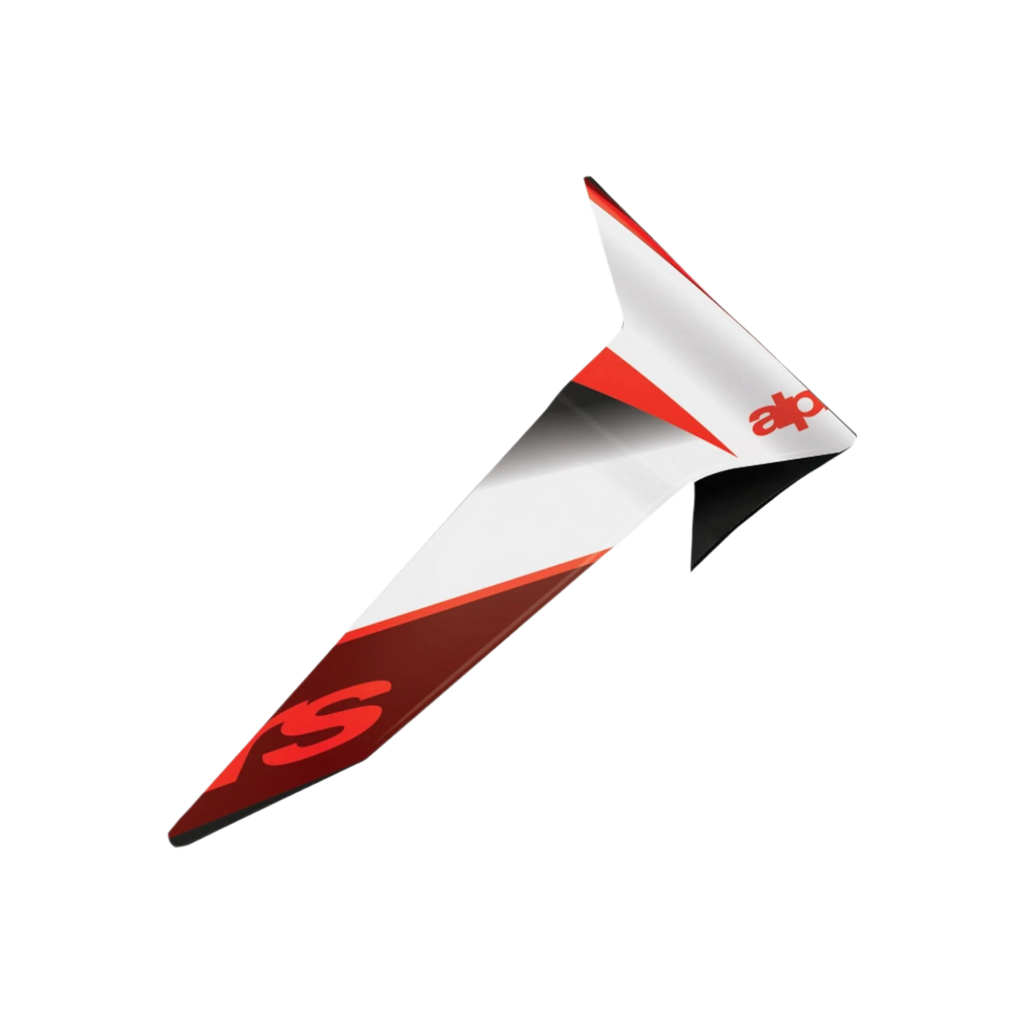 Alpinestars Supertech R10 Team Standard Spoiler, accessorio per casco da moto, finitura lucida nero carbonio, rosso e bianco, ricambio aerodinamico con design angolare e grafica audace