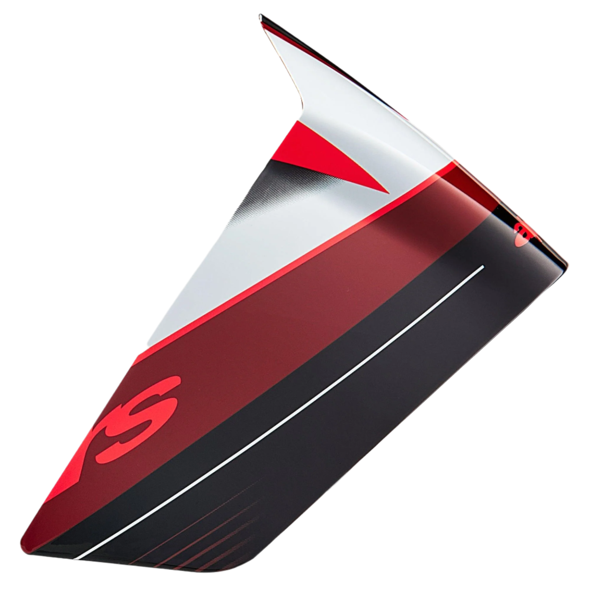 Alpinestars Supertech R10 Team Race Spoiler, accessorio per casco, nero carbonio, rosso e bianco lucido, parte di ricambio aerodinamica con grafiche angolari e profilo snello