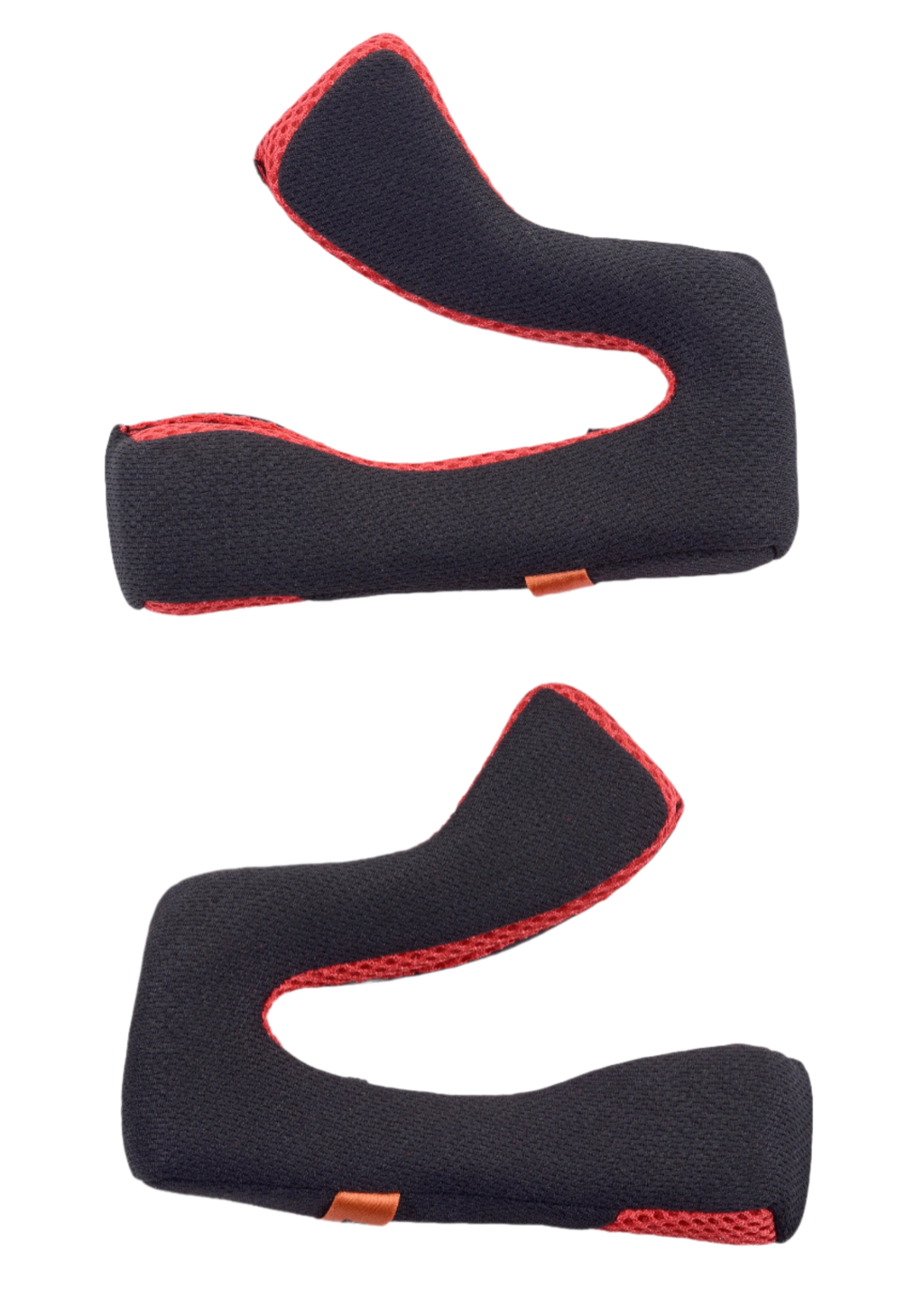 Alpinestars S-M5 Cheek Pads Replacement, guanciali di ricambio per casco, nero e rosso, set di due imbottiture interne ergonomiche, struttura in rete traspirante con bordi rossi, progettati per il comfort e la vestibilità del casco da motocross