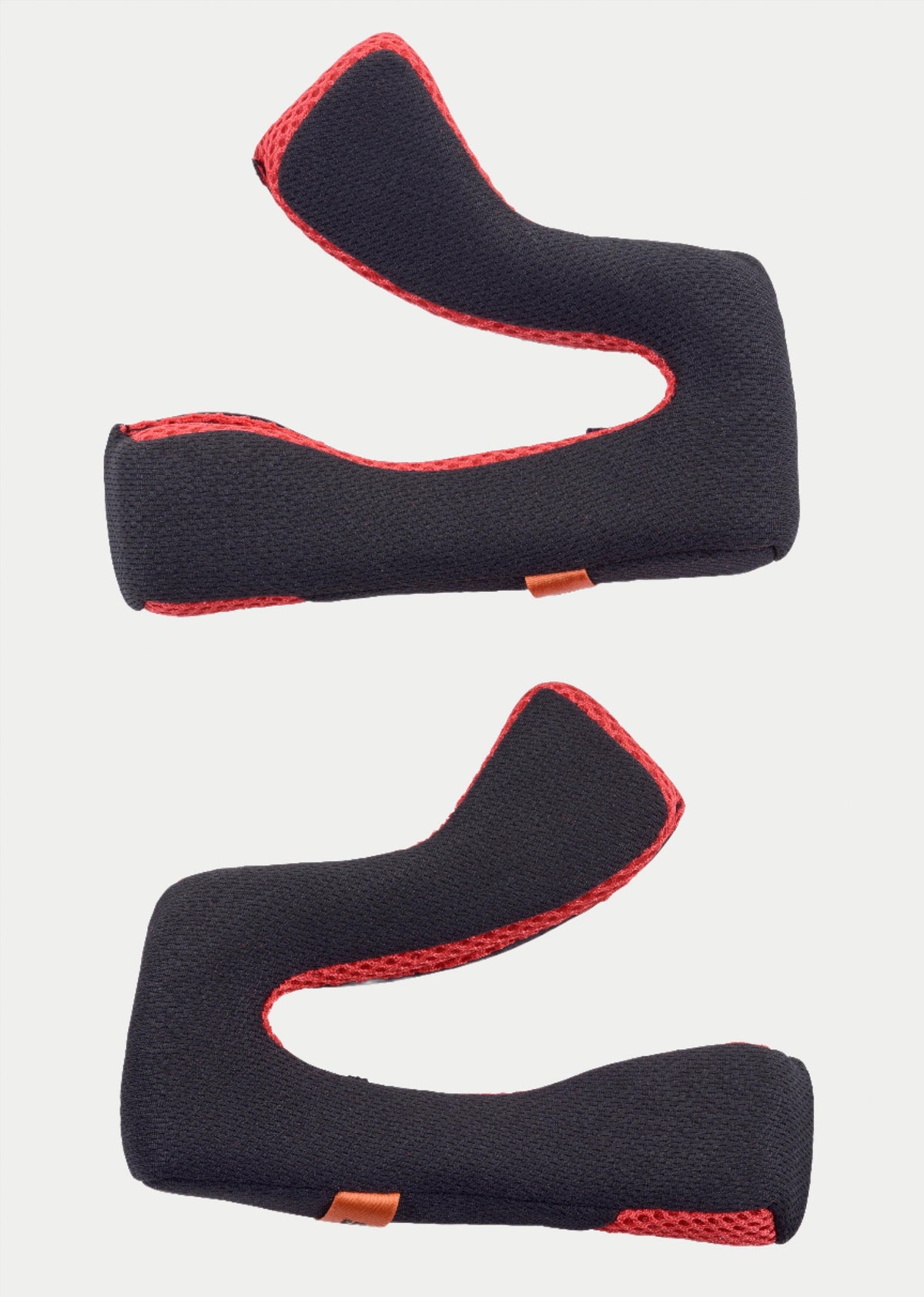 Guanciali di ricambio Alpinestars S-M5, set di due imbottiture interne per casco, nero con bordi in mesh rosso, forma ergonomica curva per casco da motocross, parti di ricambio per vestibilità e comfort
