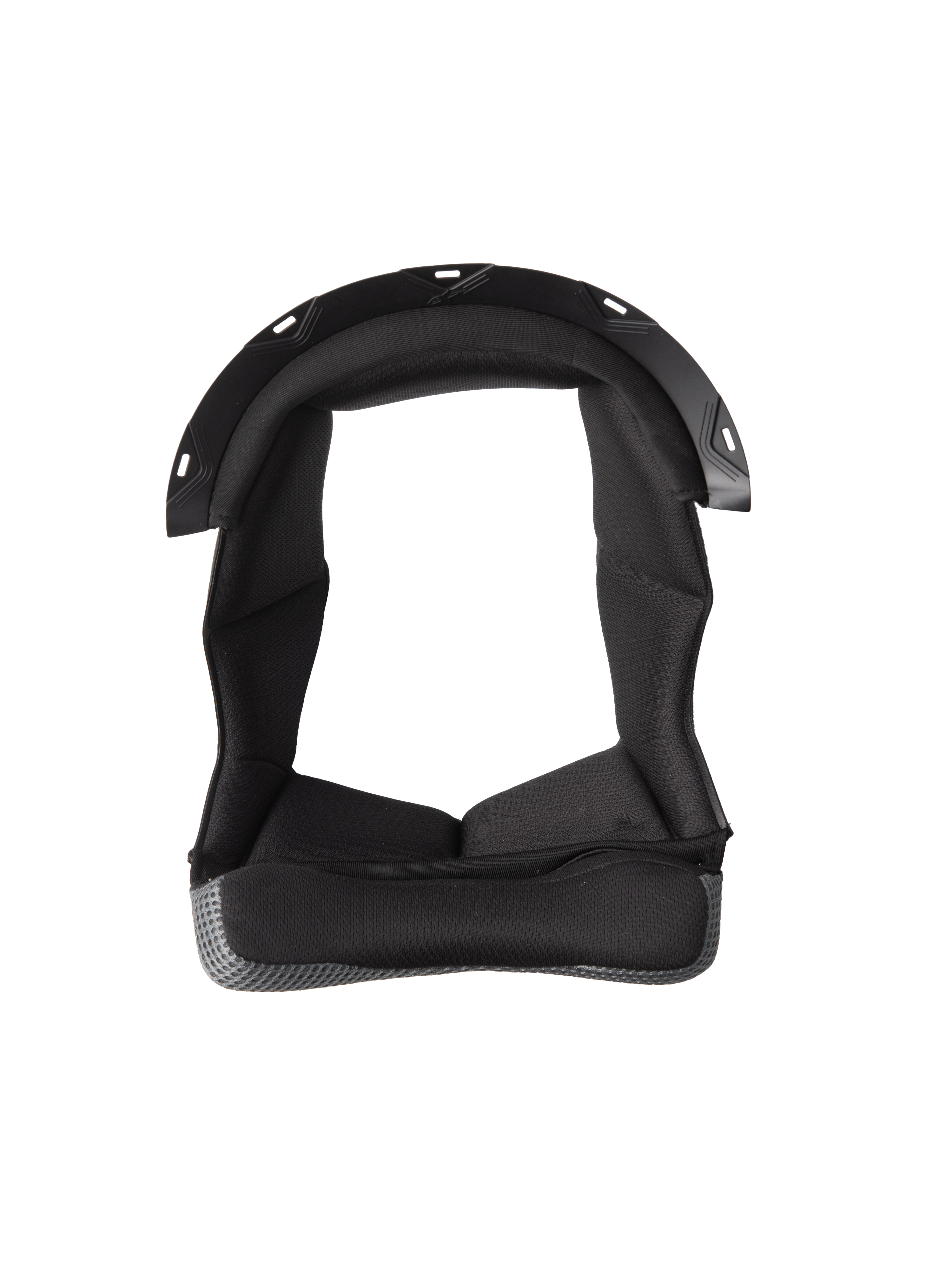 Alpinestars S-M7 Crown Pad, imbottitura interna nera per casco con design a U, interno imbottito in tessuto strutturato, bordo in mesh grigio, punti di fissaggio a scatto in plastica, imbottitura per comfort e protezione del casco da moto