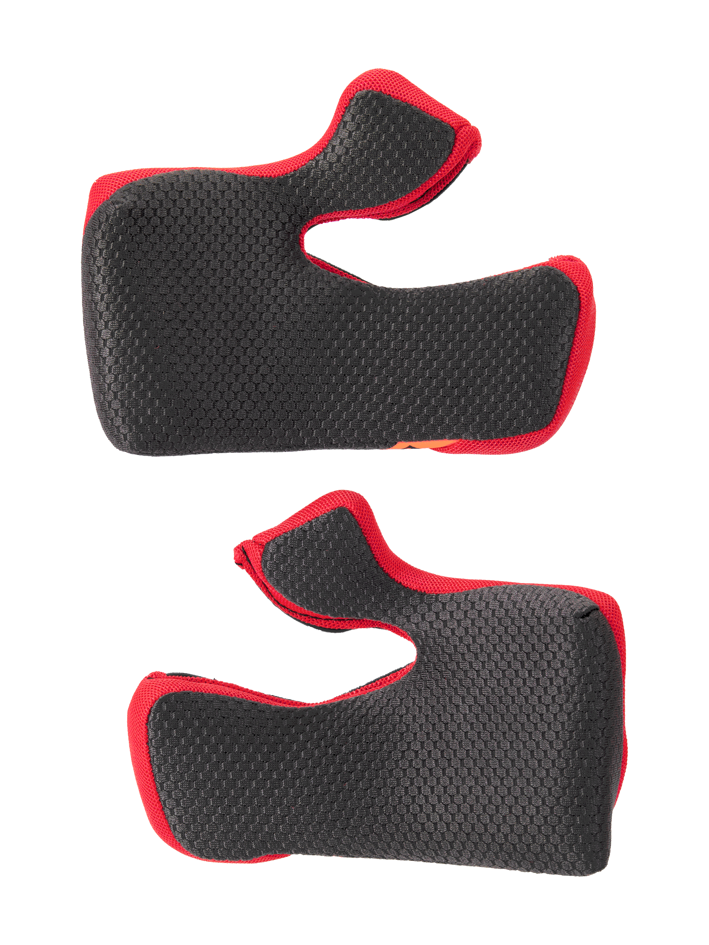 Alpinestars Supertech M10 22.06 Set guanciali standard, nero con bordi rossi, superficie in mesh con trama esagonale, imbottitura interna di ricambio per caschi da motocross, forma ergonomica curva