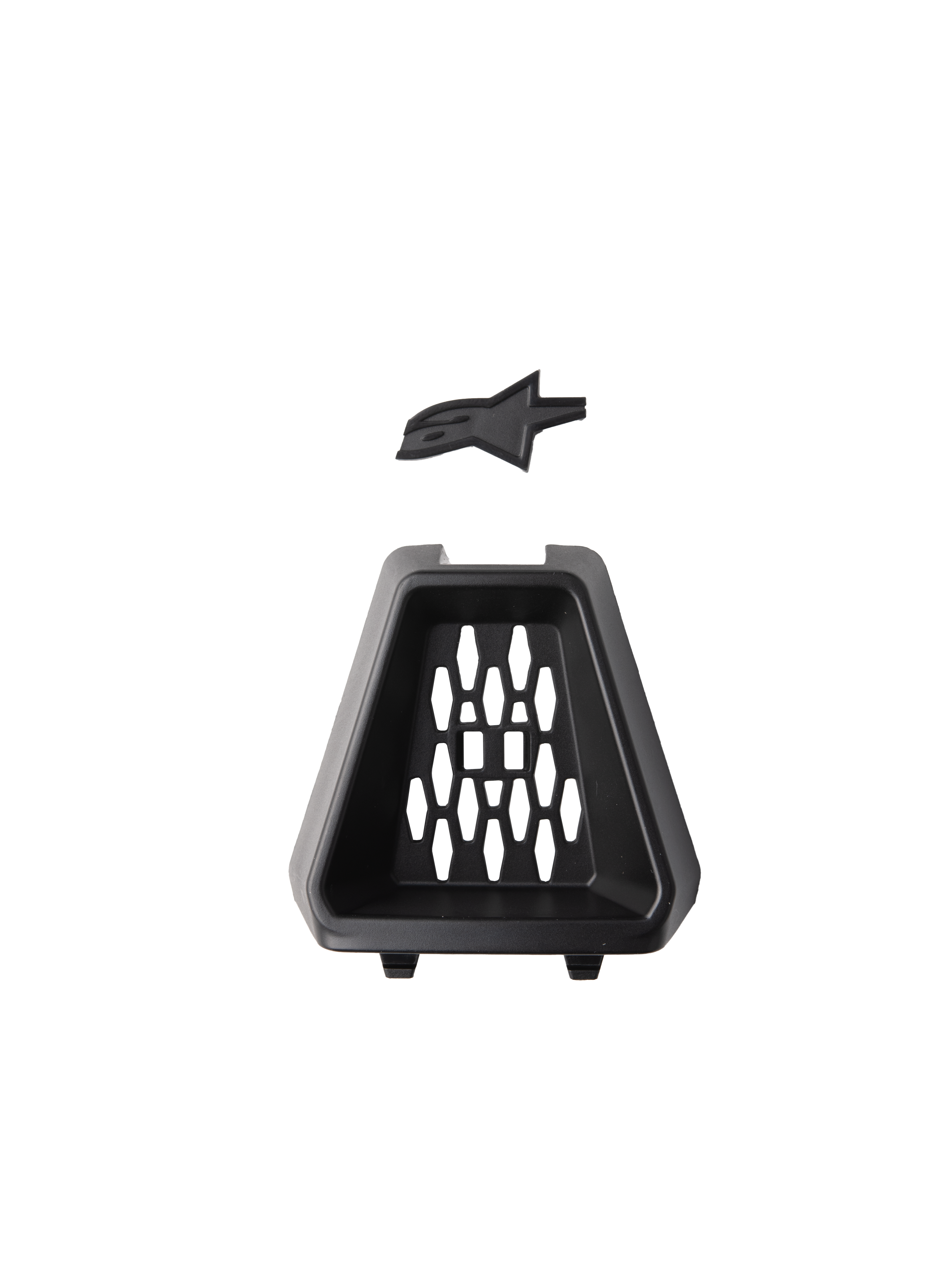 Alpinestars S-M3 Chin Vent, accessorio per casco, nero, ricambio ufficiale composto da presa d'aria trapezoidale con motivo a nido d'ape e inserto logo Astars nero, per caschi da moto off-road