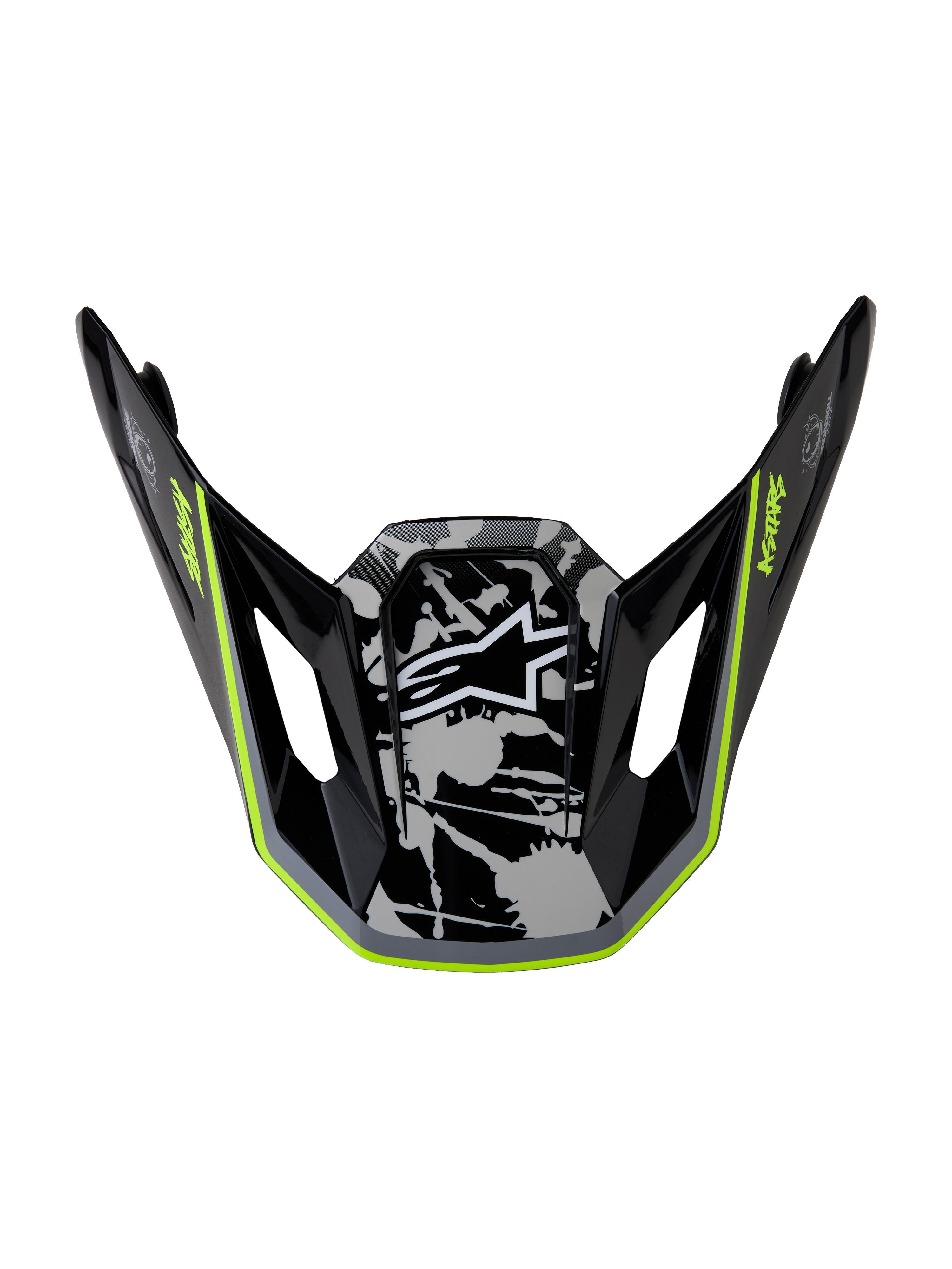 Alpinestars Visiera S-M7 Blaster, accessorio per casco da motocross nero lucido, grigio e giallo fluo per gare fuoristrada