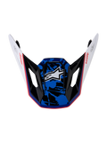 Alpinestars Visiera S-M7 Blaster, visiera di ricambio per casco motocross, bianco, blu e rosso lucido, grafica splatter, accessorio per equipaggiamento off-road