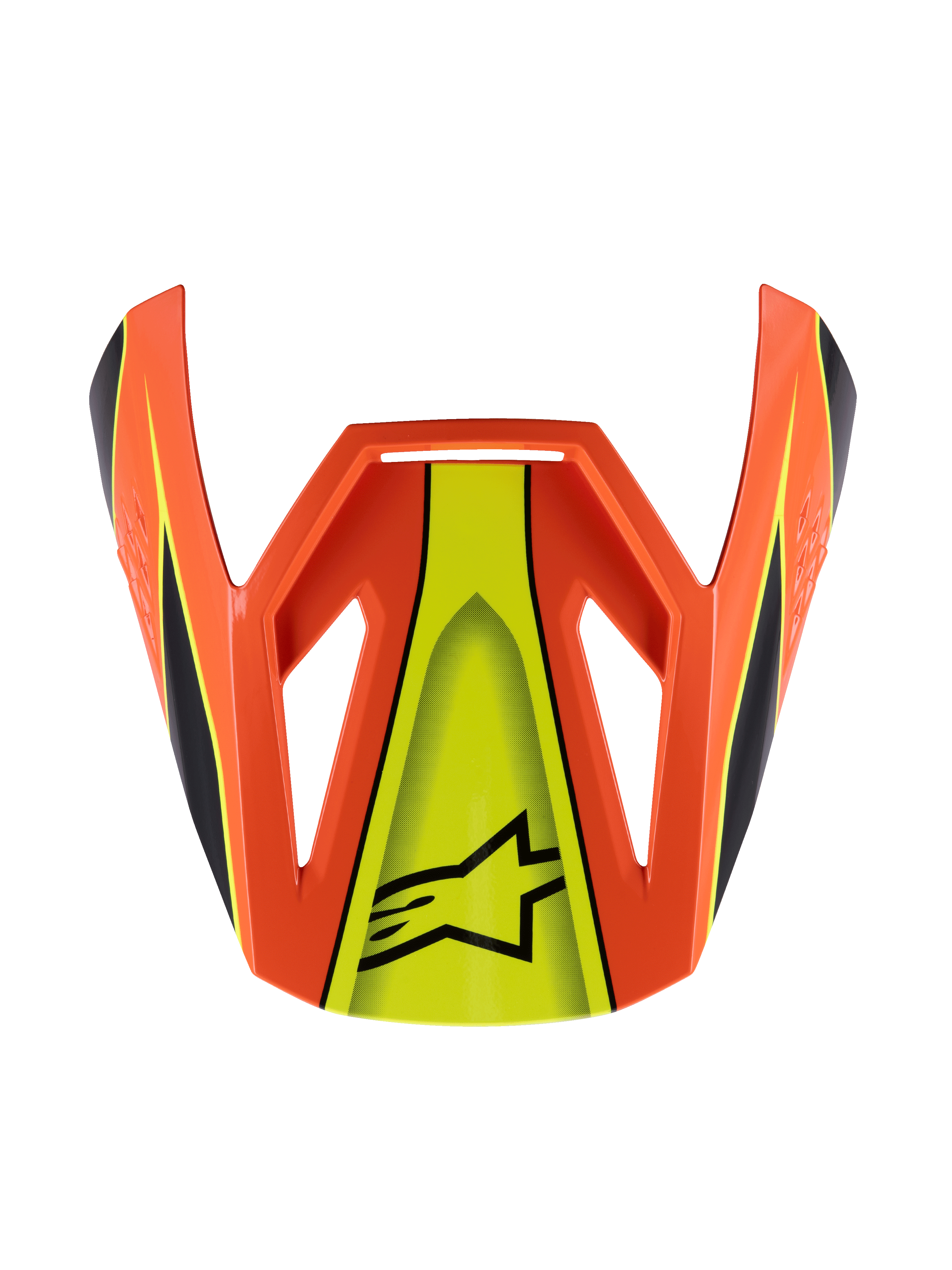 Alpinestars S-M3 Youth Fray Visor, visiera per casco motocross, arancione e giallo fluorescente, design aerodinamico angolare con logo Astar nero e strisce racing, ricambio in plastica resistente per caschi off-road per ragazzi