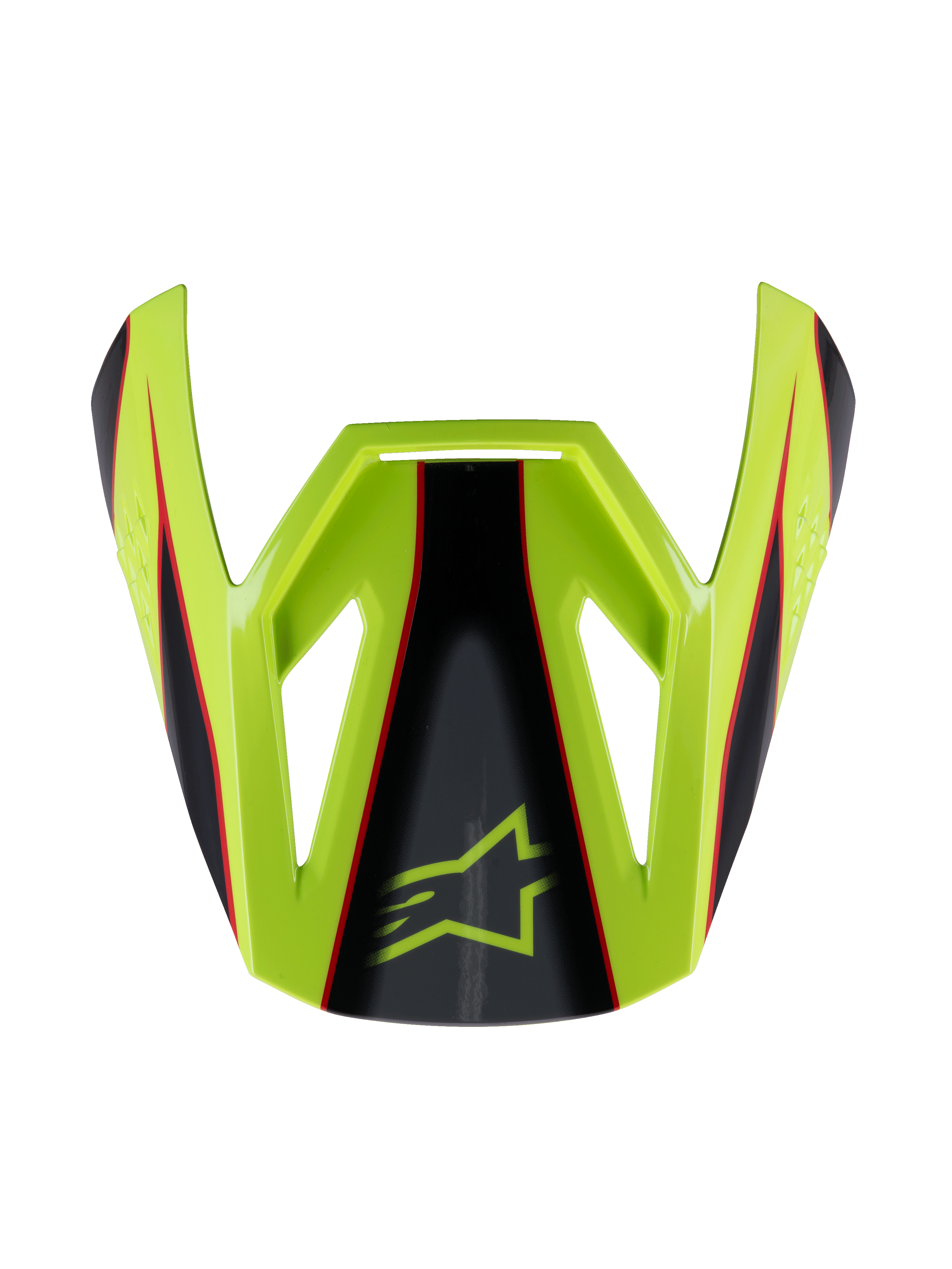 Alpinestars S-M3 Youth Fray Visor, visiera per casco da motocross, rosso, giallo fluo e nero con finitura lucida, design angolare con logo stella Alpinestars, ricambio ufficiale per caschi da corsa per ragazzi