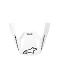 Alpinestars S-M3 Radium ECE06 Visor, visiera di ricambio bianca per casco da moto, design aerodinamico curvo con loghi Alpinestars neri e branding SM3, plastica resistente per prestazioni motocross