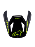 Alpinestars S-M3 Youth Radium Visor, visiera di ricambio per casco da motocross, nero e giallo fluo lucido, con marchio Alpinestars giallo e logo con stella sul davanti, design aerodinamico per caschi off-road per ragazzi