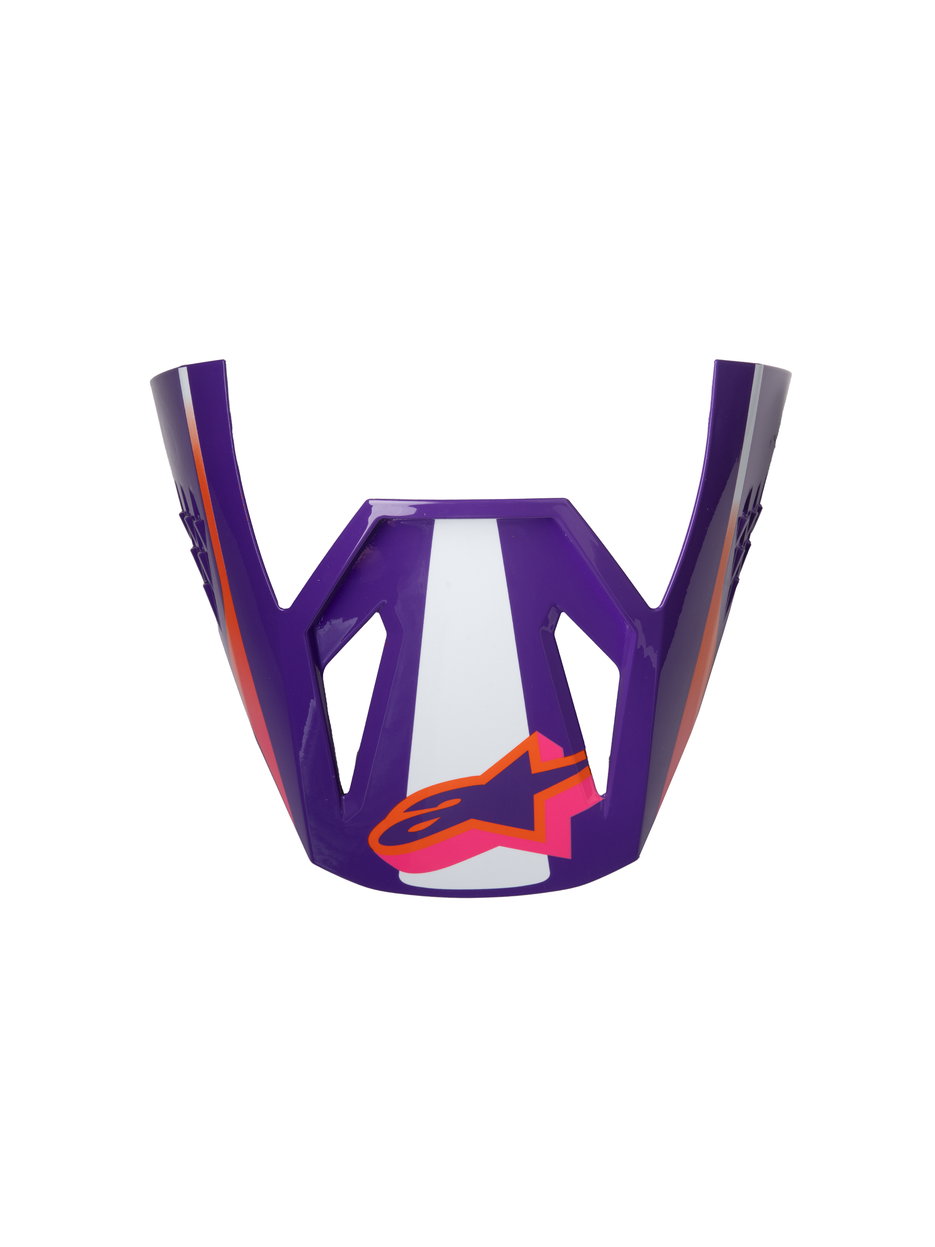 Visiera Alpinestars S-M3 Heat ECE06, visiera per casco da moto, viola, bianca e rosa, finitura lucida, accenti arancioni con logo stella, design angolare con aperture sportive