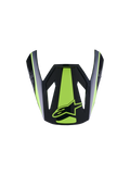 Alpinestars S-M3 Heat Visor ECE06, visiera per casco da moto, giallo fluo e nero lucido, con un'audace striscia centrale e accenti laterali giallo fluo, finitura nera lucida con logo a stella giallo, design aerodinamico del frontino per caschi da motocross