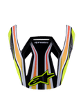 Alpinestars S-M3 Youth Wurx Visor, visiera per casco da motocross, nero con strisce gialle, arancioni e rosse, con logo Alpinestars giallo, design aerodinamico lucido, visiera di ricambio per competizioni off-road per ragazzi
