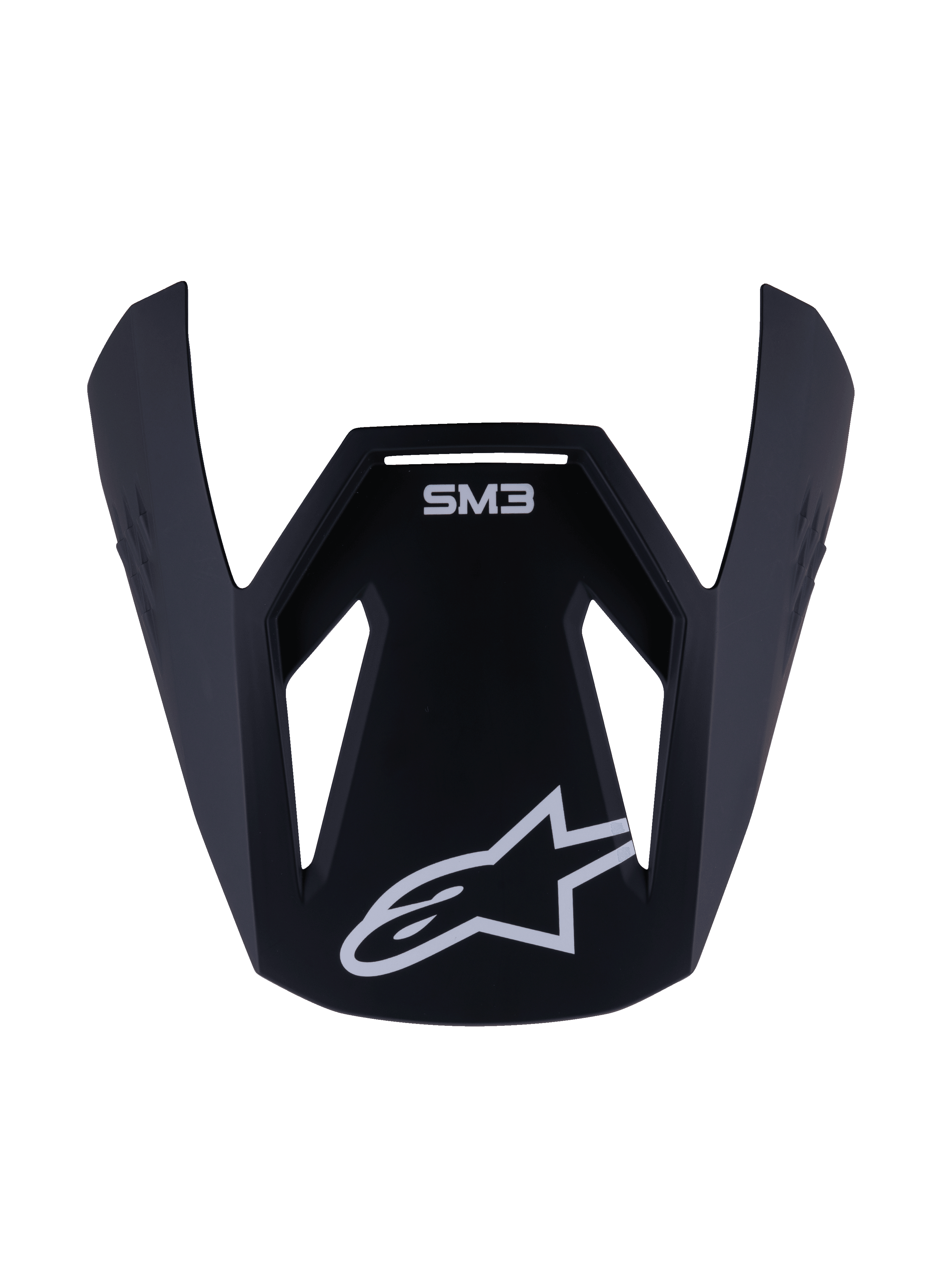 Alpinestars S-M3 Youth Solid Visor, visiera di ricambio per casco motocross per ragazzi, nero opaco con logo stella e scritta SM3 bianchi, accessorio in plastica resistente per corse fuoristrada