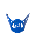 Alpinestars Supertech M10 Flood Visor, visiera per casco da motocross, blu con logo bianco, caratterizzata da un design geometrico angolare con aperture di ventilazione, profilo aerodinamico, ricambio ufficiale per caschi da corsa off-road
