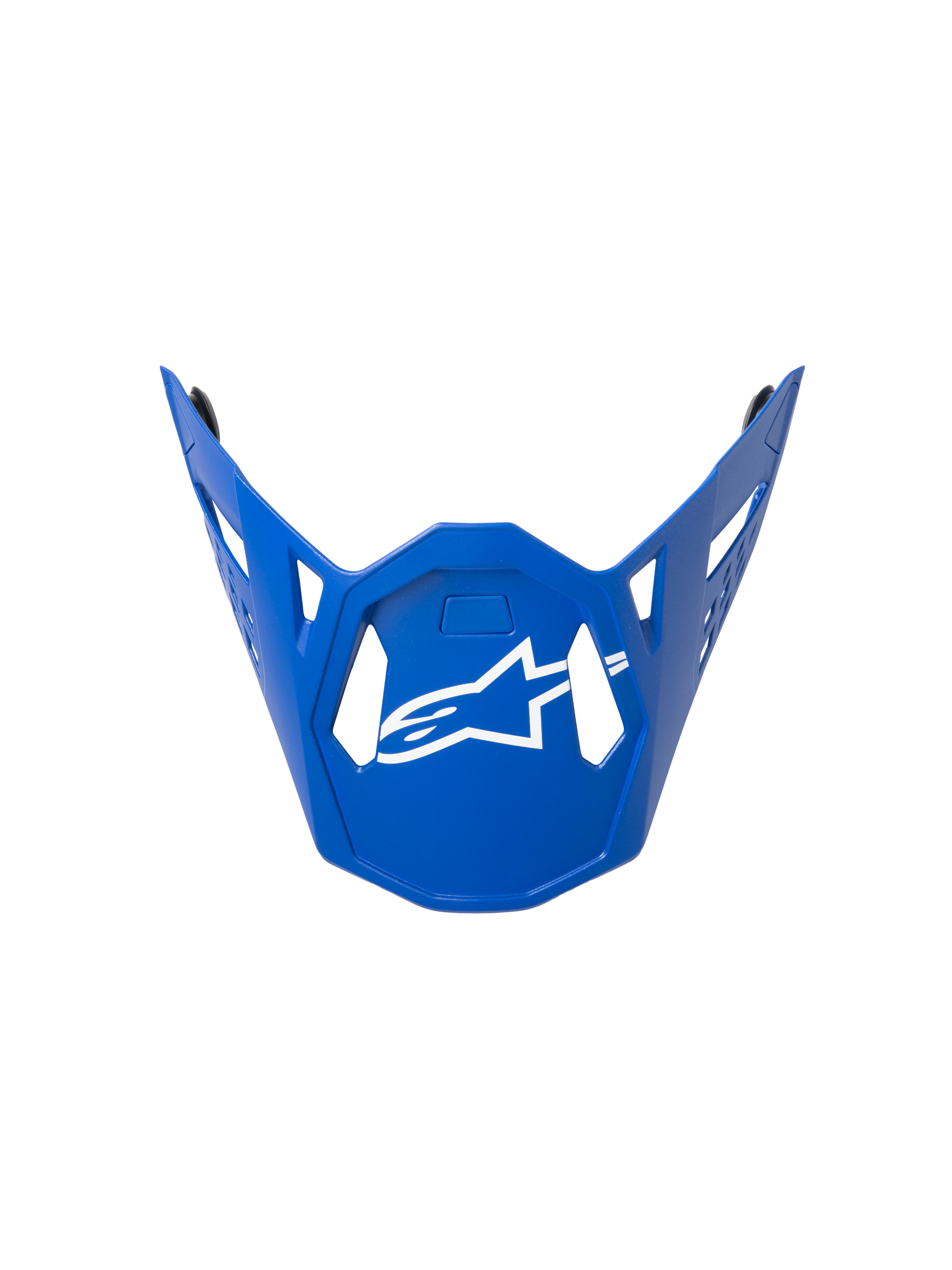 Alpinestars Supertech M10 Flood Visor, visiera per casco da motocross, blu con logo bianco, caratterizzata da un design geometrico angolare con aperture di ventilazione, profilo aerodinamico, ricambio ufficiale per caschi da corsa off-road