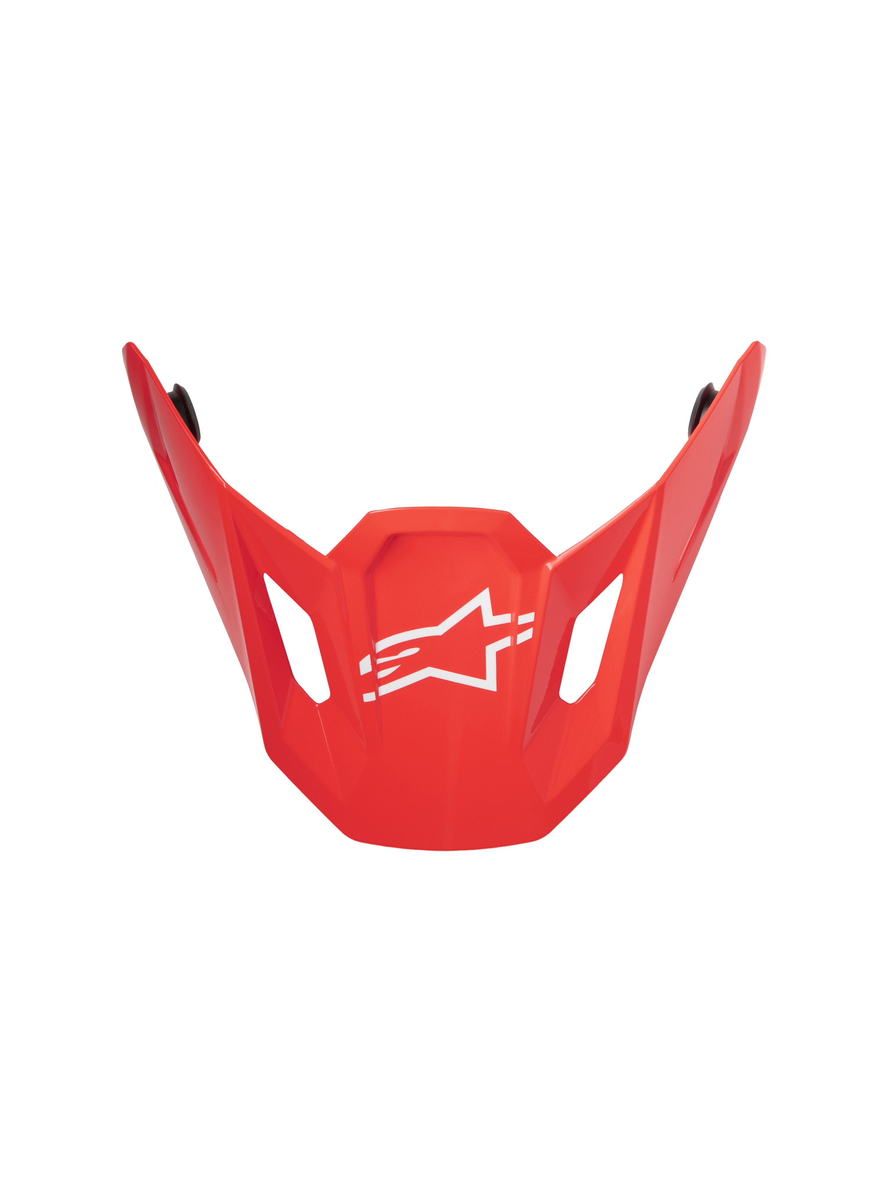 Alpinestars S-M7 Core ECE06 Visor, rosso lucido, visiera di ricambio per casco da motocross, caratterizzata da un design aerodinamico angolare con logo Alpinestars a stella bianco centrale, aperture di ventilazione laterali e una finitura lucida resistente.