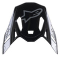 Alpinestars Supertech M10 Carbon Meta2 Visor, accessorio per casco da motocross, nero e grigio lucido, con logo A-star grigio sul davanti, design aerodinamico con aperture di ventilazione per corse fuoristrada