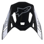 Alpinestars Supertech M10 Carbon Meta2 Visor, accessorio per casco da motocross, nero e grigio lucido, con logo A-star grigio sul davanti, design aerodinamico con aperture di ventilazione per corse fuoristrada