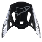 Alpinestars Visiera Supertech M10 Carbon Meta2, frontino di ricambio nero e grigio lucido, con logo Alpinestars grigio e aperture di ventilazione aerodinamiche, accessorio per casco da motocross