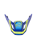 Alpinestars S-M7 Deed ECE06 Visor, visiera di ricambio per casco da motocross, blu e giallo fluo con finitura lucida, design aerodinamico angolare con prese d'aria laterali, caratterizzata da loghi e grafiche Alpinestars gialli in evidenza