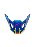 Alpinestars S-M7 Cast Visor, frontino di ricambio per casco da motocross, blu lucido con accenti rosa e giallo fluo, con logo a stella rosa e marchio SM7, design aerodinamico con prese d'aria laterali