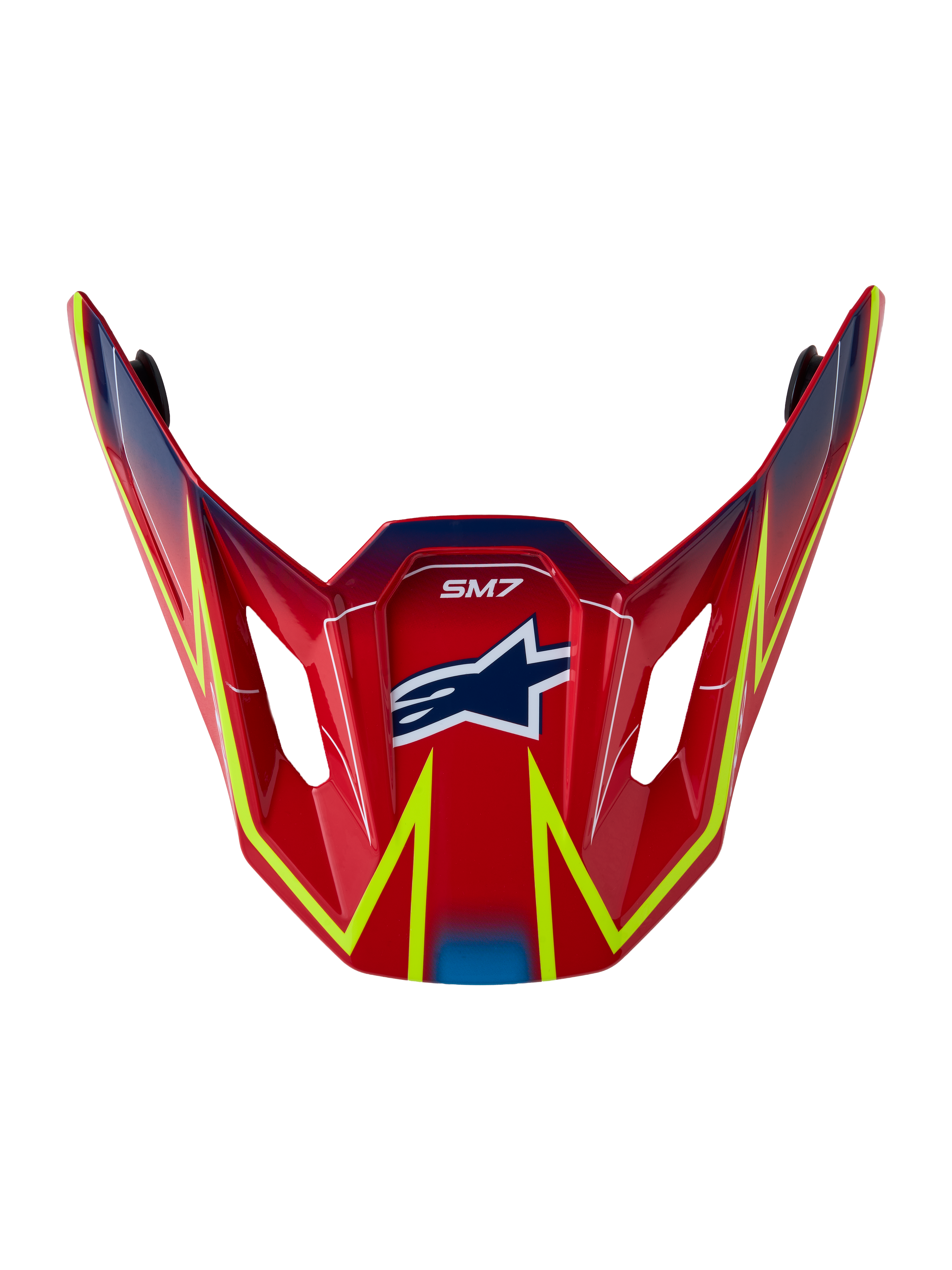 Alpinestars Visiera S-M7 Cast, parte di ricambio per casco da motocross, rossa lucida con grafiche giallo fluo e blu