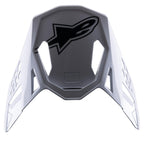Visiera Alpinestars S-M8 Factory, accessorio per casco da motocross, bianca con logo Alpinestars nero, frontino di ricambio con aperture aerodinamiche e design a scatto per caschi Supertech M8