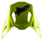 Alpinestars S-M8 Factory Visor, visiera di ricambio per casco da motocross, giallo fluo brillante, con grande logo Alpinestars nero e grigio sulla parte superiore, finitura lucida con aperture aerodinamiche, accessorio per caschi Supertech M8