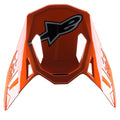 Visiera Alpinestars S-M8 Factory, frontino di ricambio per casco da motocross, arancione lucido con logo Astar nero e grigio, accessorio a scatto per gare fuoristrada