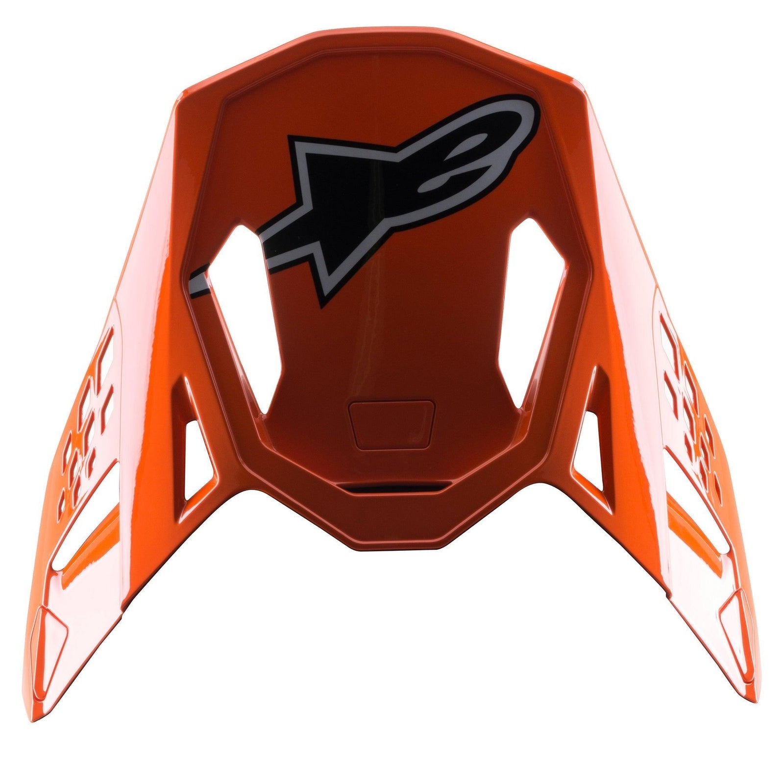 Visiera Alpinestars S-M8 Factory, frontino di ricambio per casco da motocross, arancione lucido con logo Astar nero e grigio, accessorio a scatto per gare fuoristrada