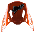 Visiera Alpinestars S-M8 Factory, accessorio per casco da motocross, arancione lucido con grande logo Alpinestars nero e bianco, aperture di ventilazione aerodinamiche, visiera di ricambio per caschi Supertech M8