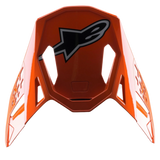 Visiera Alpinestars S-M8 Factory, accessorio per casco da motocross, arancione lucido con grande logo Alpinestars nero e bianco, aperture di ventilazione aerodinamiche, visiera di ricambio per caschi Supertech M8