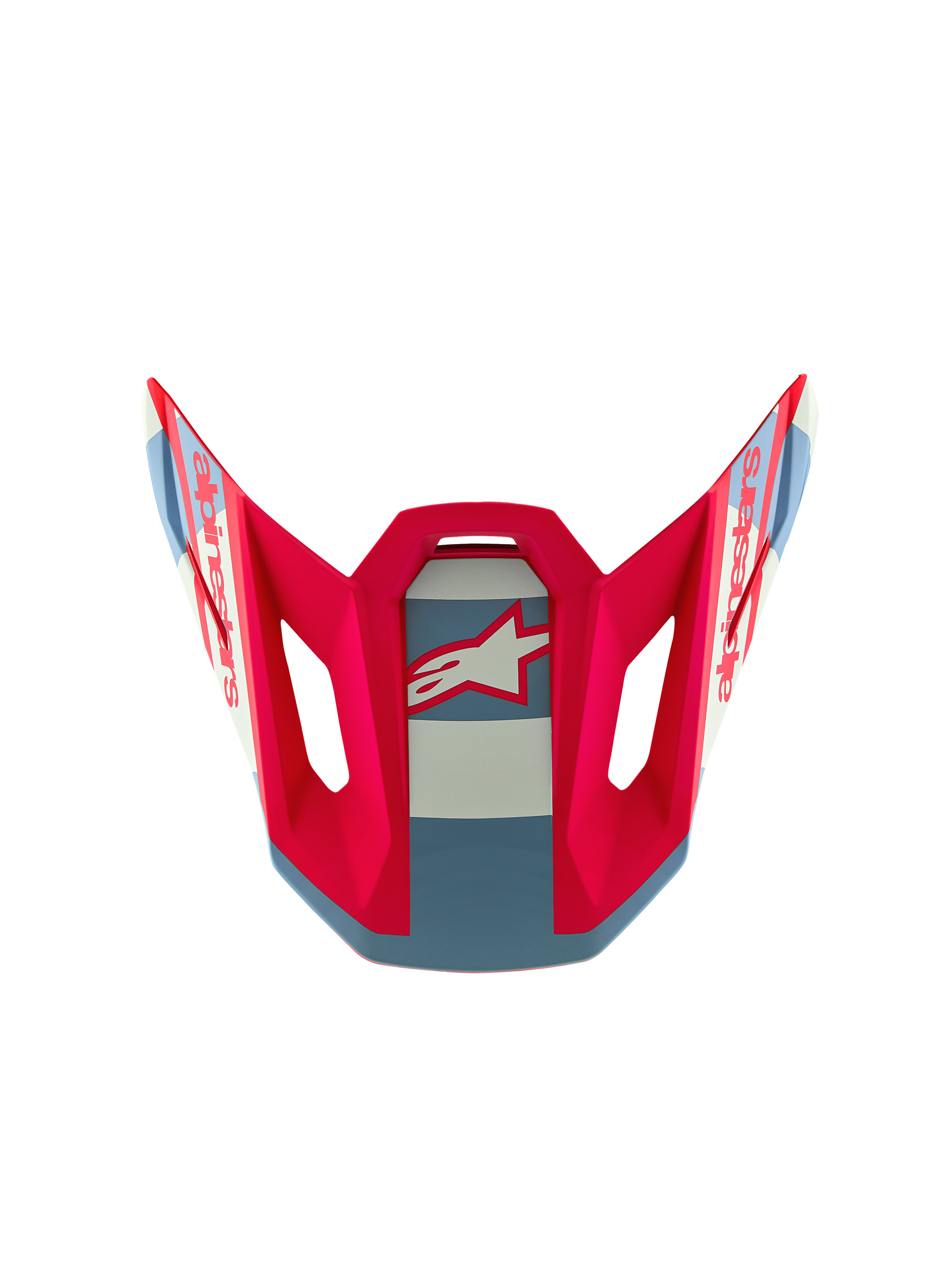 Visiera S-M7 Beast Coast Edizione Limitata Alpinestars, ricambio per casco motocross rosso, bianco e blu con logo Astars.