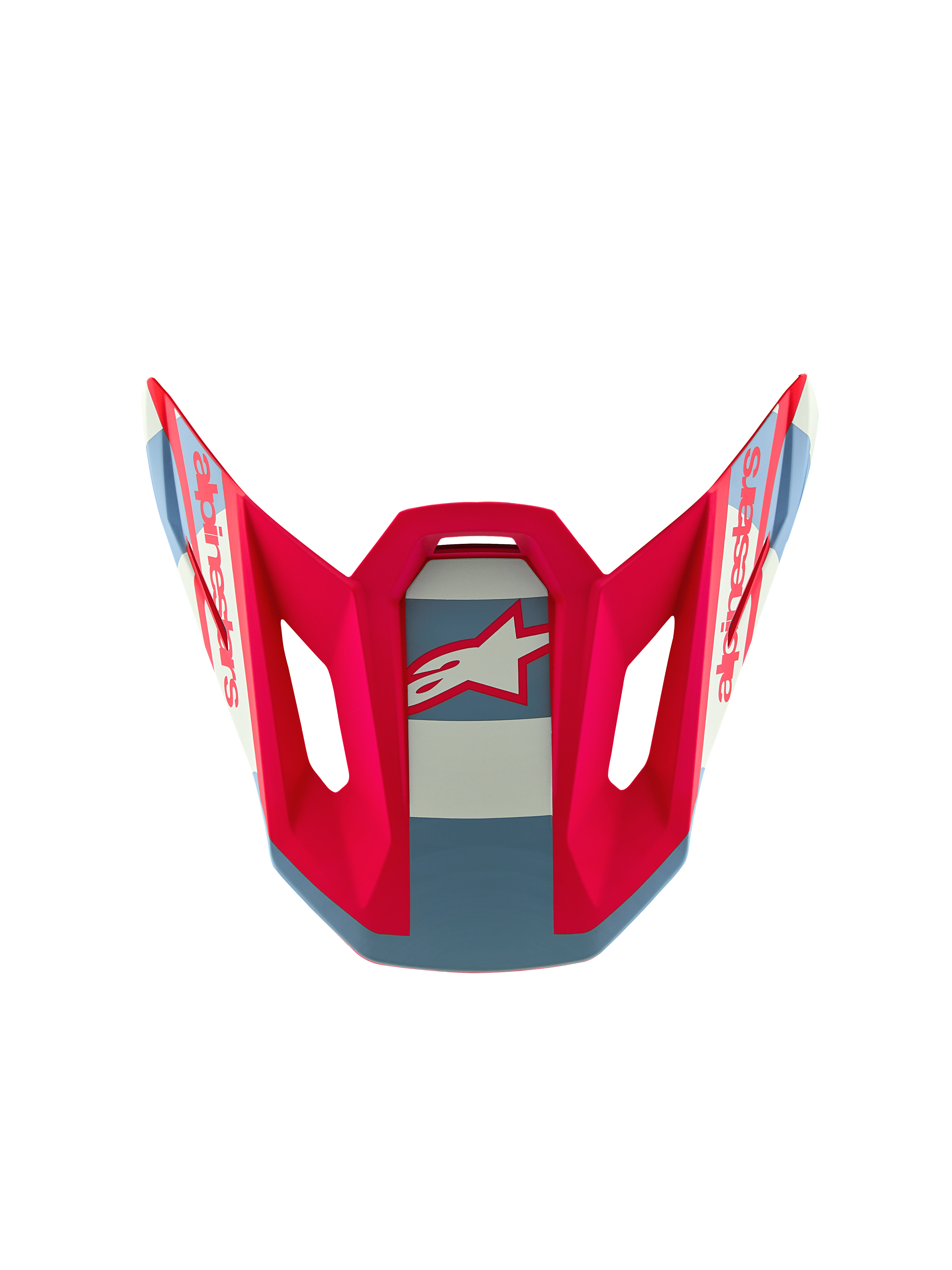 Visiera S-M7 Beast Coast Edizione Limitata Alpinestars, ricambio per casco motocross rosso, bianco e blu con logo Astars.