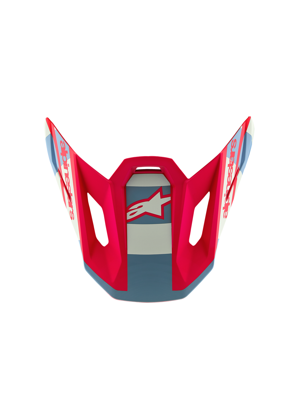 Visiera S-M7 Beast Coast Edizione Limitata Alpinestars, ricambio per casco motocross rosso, bianco e blu con logo Astars.